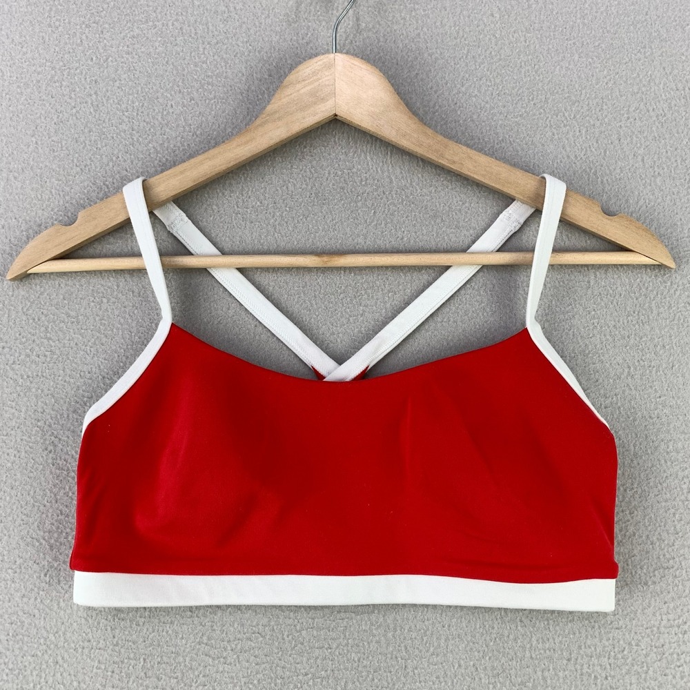 All in Motion Sports Bra Women M Red White Crisscross Strappy Activewear